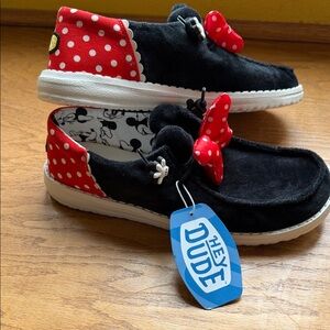 Hey Dude Minnie Mouse Black & Red Slip-On Shoes